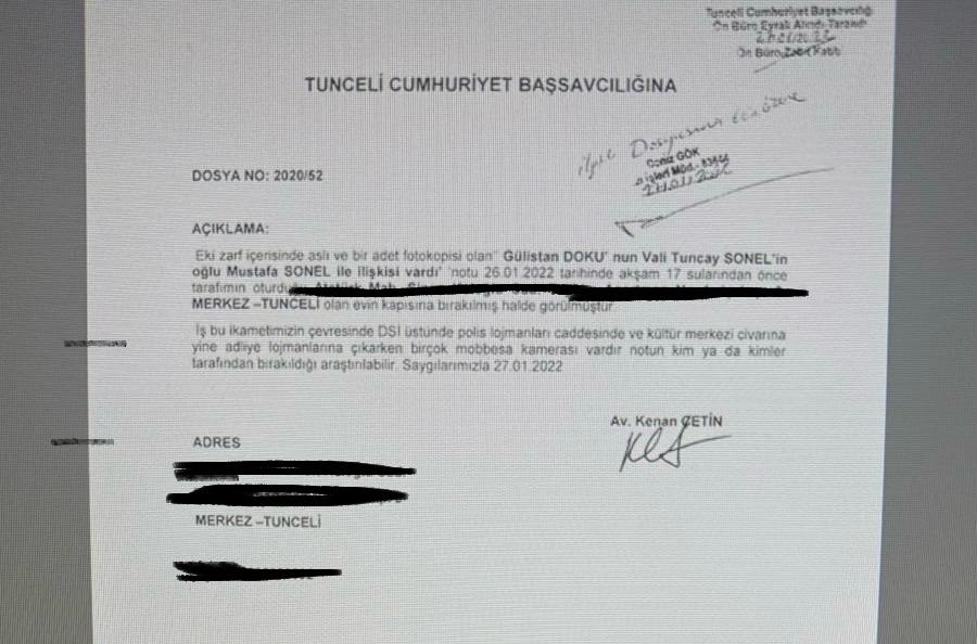 Dönemin baro başkanına bırakılan “Gülistan notu” dosyaya girdi