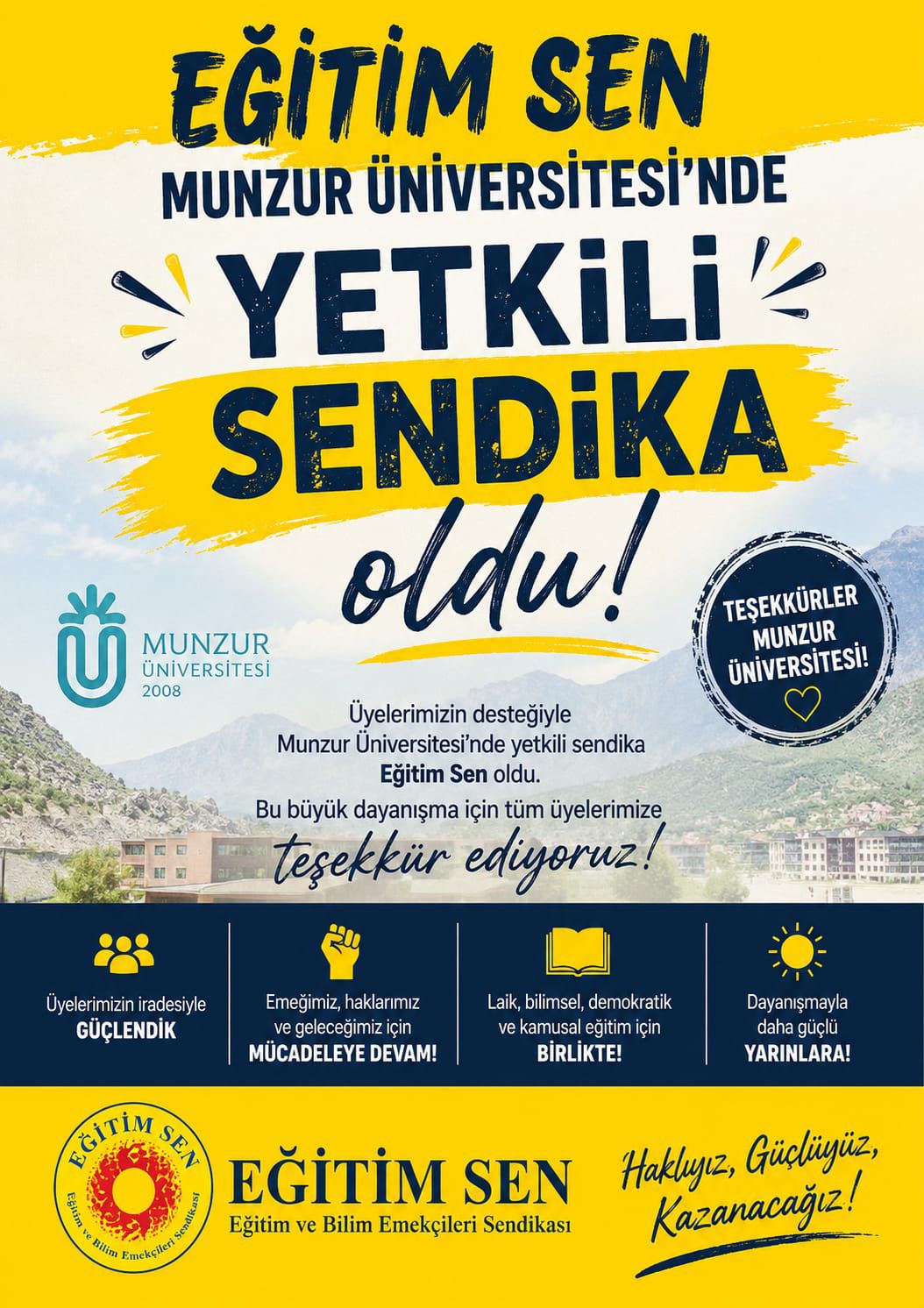 Üniversitede yetkili sendika Eğitim Sen oldu!