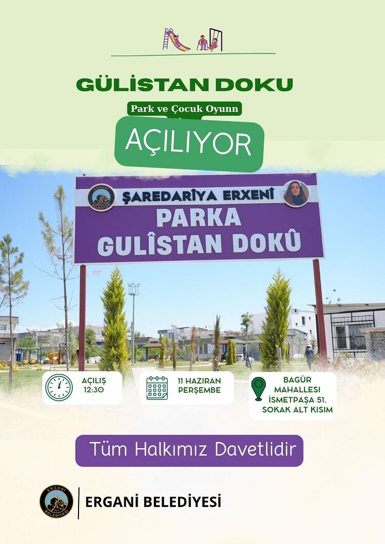 Gülistan adına, Ergani’de Park ve Çocuk Oyun Alanı Açılıyor