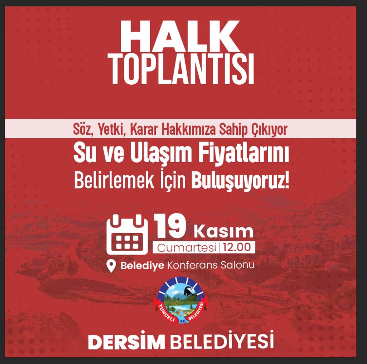 Dersim’de su ve ulaşım fiyatları tartışılacak!