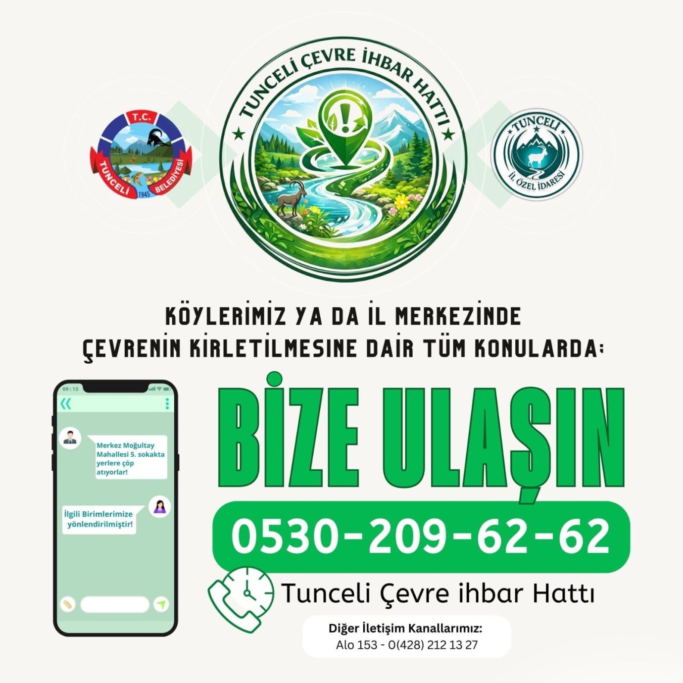 Dersim’de Çevre İhbar Hattı Hizmete Girdi