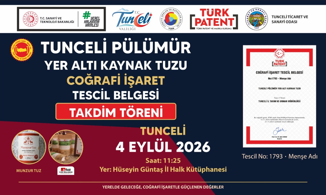 Pülümür Yeraltı Kaynak Tuzu’nun tescil belgesi takdim edilecek