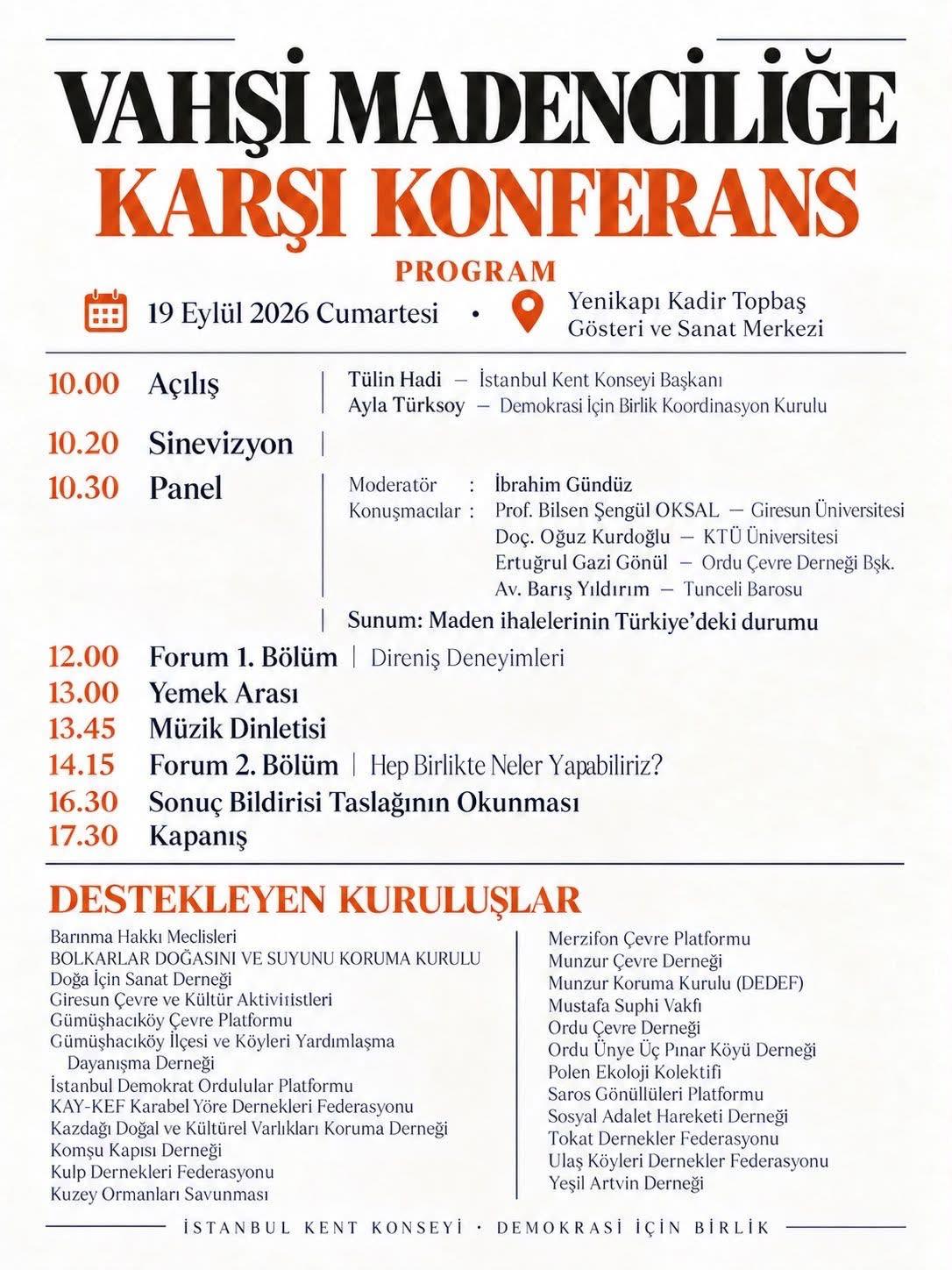Vahşi Madenciliğe Karşı Büyük Konferans İstanbul’da Gerçekleştiriliyor