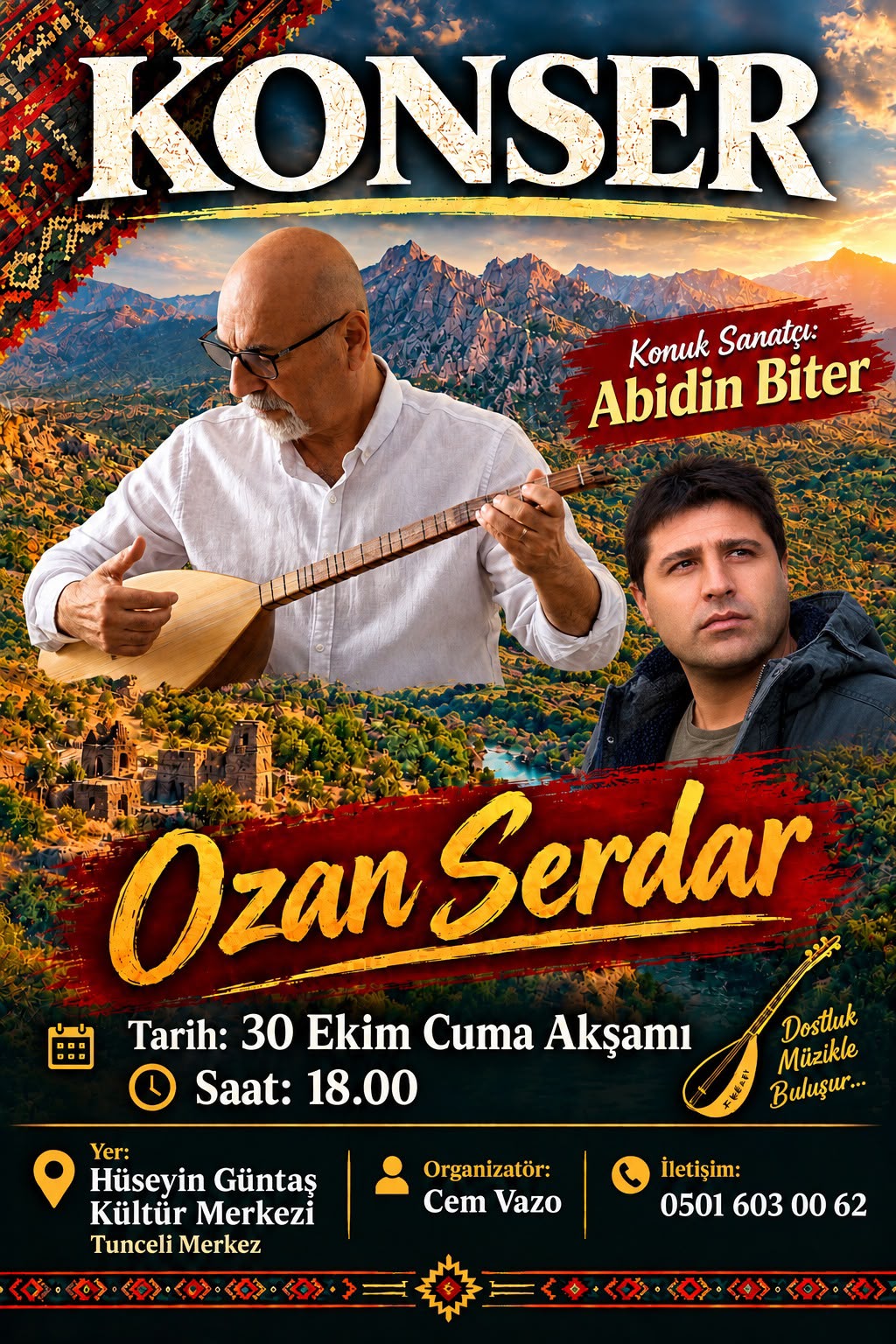 Kırmancki’nin kadim sesi Ozan Serdar, Dersim’de konser verecek